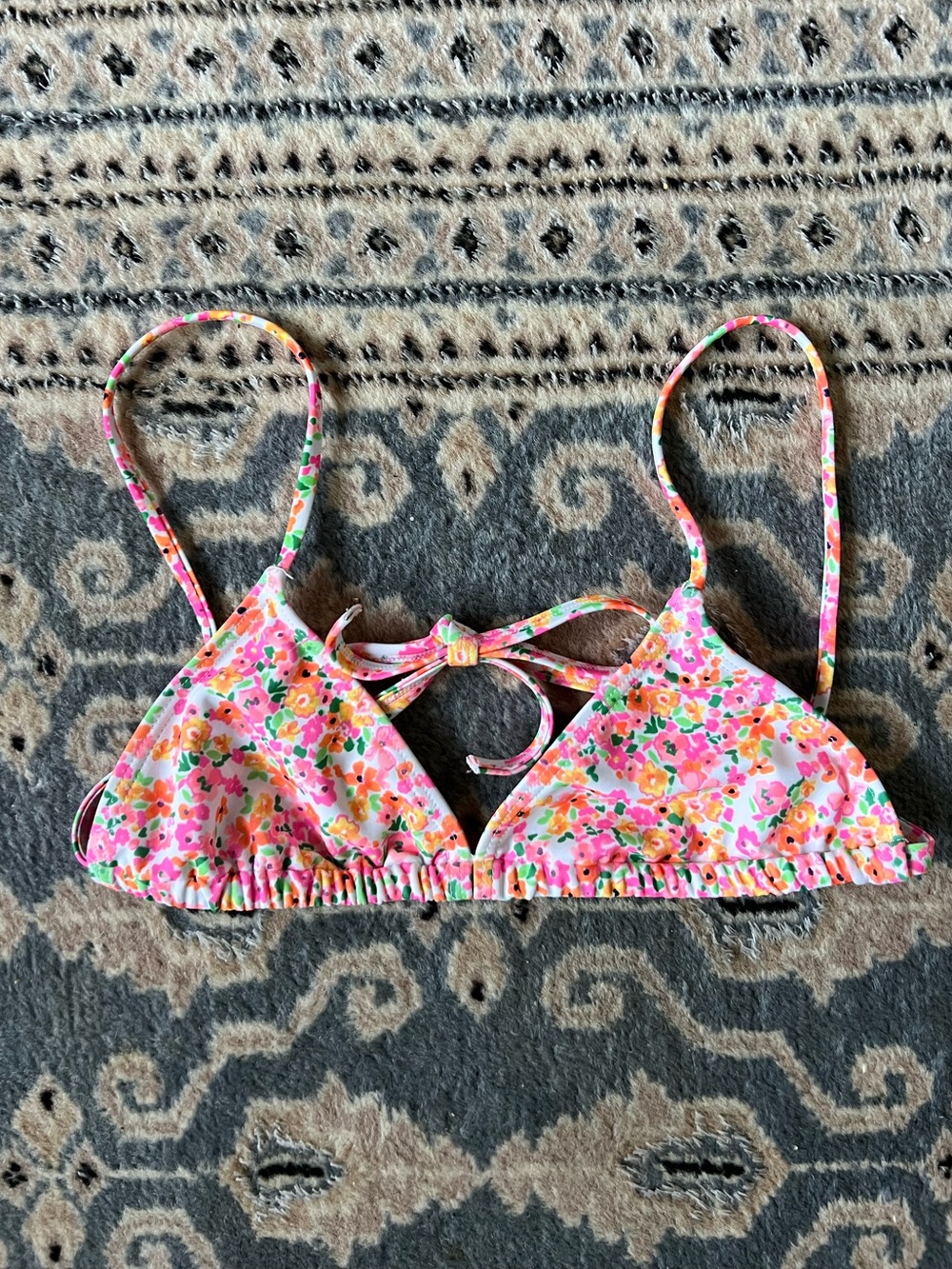 Kulani Kinis Pink Floral Adjustable Triangle Bikini Top